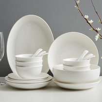 White dishes set home combination high-end tableware light luxury modern simple high-value creative high-end feeling dishes
