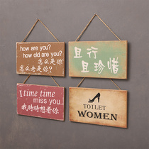 Retro cue slogan Listed shop is in business Wooden brand house brand store Hotel restaurant decoration small pendant