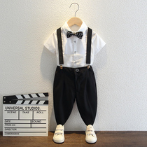 Flower Boy Boy Gown Suit Short Sleeve Shirt Back With Pants Casual Little West Suit Small Host Clothing Children Suits