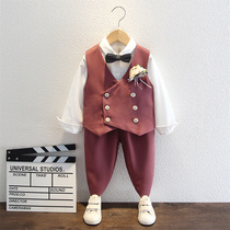 Childrens suit suit suit flower boy dress spring and autumn English wind small host costume boy piano performance suit