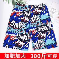 Large size swimming trunks five points men plus fat plus fashion printing 300 pounds fat loose hot spring beach pants anti-embarrassment