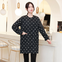 Waterproof Hood female adult anti-fouling long sleeve zipper home autumn winter jacket kitchen fashion thin overalls apron