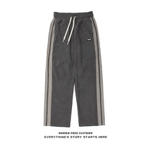  ZOROHOM tide brand simple stitching casual trousers mens loose casual trend straight pants can be worn in all seasons