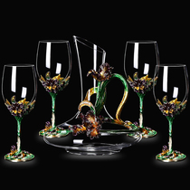 Enamel Iris unleaded Crystal Wine Wine Wine decanter set creative goblet mug cup upscale wedding gift
