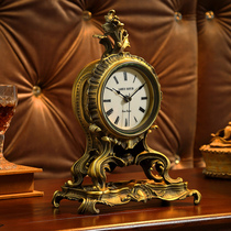 European style clock retro French Shadong 1860 brass handmade mini Rococo T1021B American table clock