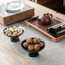 Exquisite antique nut plate snack plate high-foot dried fruit dim sum tea plate Chinese Zen fruit plate tea tray