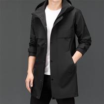 Rich bird trench coat men 2021 autumn and winter New hooded coat long mens black casual British wind coat