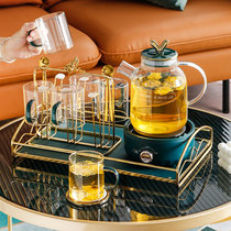 Light luxury afternoon tea set glass flower tea pot Cup heated fruit teapot tea set living room household bubble teapot