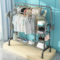 Simple clothes drying rack floor-to-ceiling folding balcony clothes drying rack bedroom home indoor clothes drying rod coat and hat hanger