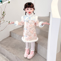 Girls cheongsam Winter Children Chinese clothes Chinese New Year clothes little girl Chinese style Tang suit velvet thickened