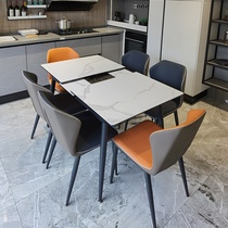 Telescopic rock plate dining table and chair combination Modern simple household small apartment Nordic Marble folding multi-function dining table