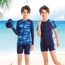 Childrens swimming suit Boy split teen middle and large childrens swimming trunks set Small boy boy student hot spring swimming suit