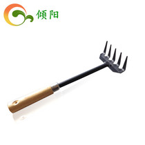 Gardening small Harrow five-tooth rake wooden handle rake vegetable planting tool