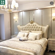 Stainless steel European sofa bedroom TV hard bag background wall bedside soft cloth modern simple light luxury invisible door