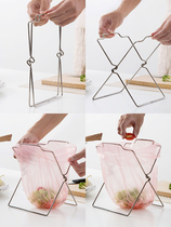 Household stainless steel garbage bag shelf storage rag rack foldable kitchen classification trash can plastic bag shelf