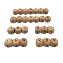 12mm wooden wooden alphabet bead with hand Diy painting painting matching material