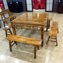 Dining table and chair combination farmhouse antique marble desktop snack bar food stall barbecue restaurant eight fairy Table restaurant