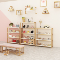 i shoe store shoe rack display rack shop with clothing store golden bag display rack floor E-type multi-layer shelf 2022