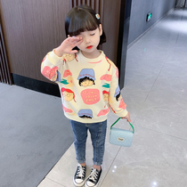 Girls clothing spring clothing 2022 new foreign air children beating undershirt cartoon Spring and autumn female baby compassionate clothes pure cotton