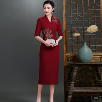 Xi mother-in-law wedding banquet noble dress mother-in-law Young 2021 cheongsam mother wedding dress autumn dress
