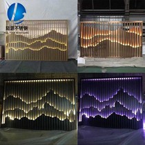 Custom stainless steel rockery screen partition Hotel lobby rockery water metal bronze grille background wall decoration