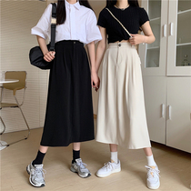 2021 spring and summer mid-length new half-body a-line high waist thin design sense niche elastic waist umbrella skirt female casual ins