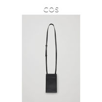 COS womens lanyard leather mobile phone bag Black new product 0809150001