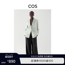 COS women casual single button linen blend blazer green 2021 Autumn New 0995356001