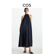 COS womens casual fit I-back pleated dress navy blue 2022 autumn new 1107716001