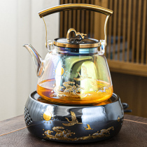 Niu Ren steamer Electric pottery stove cooking teapot Home office living room kettle Heat-resistant shell color burning glass side handle pot