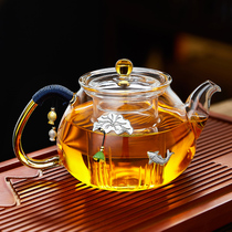 Bubble teapot single pot glass teapot small capacity Office flower teapot home thick boiled teapot pure hand-inlaid silver