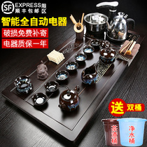 New tea set set home office guests tea tray solid wood automatic integrated large tea table drainage modern simple