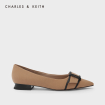 CHARLES&KEITH 21 autumn new product SL1-71720067 WOMENs fashion buckle belt decoration pointed low heel shoes