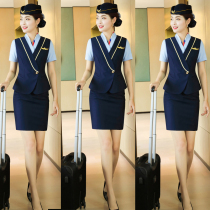 High-end professional clothing temperament vest suit short-sleeved China Southern Airlines stewardess uniform high-speed rail flight attendant overalls female summer