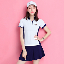 Summer badminton suit womens short sleeve yy Korean tennis suit womens sports skirt suit womens skirt pants breathable