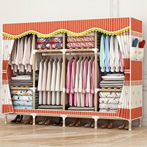  Durable wardrobe Simple solid wood assembly household bedroom furniture simple cloth net red storage storage cabinet