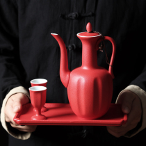 Hulk wedding banquet toast Cup festive wine divider wedding cup red ceramic wine set Chinese wedding Cup