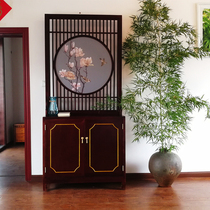 Solid wood entrance cabinet room hall New Chinese style home shoe cabinet Light luxury foyer cabinet screen integrated cabinet partition customization