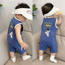 2021 summer baby one-piece fashion male baby vest coat Cartoon printing thin section children go out climbing clothes