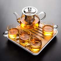 Teapot brewing tea glass tea set home kung fu tea set filter stainless steel bubble flower teapot teacup teacup teapot