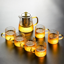 Glass kung fu tea set home simple tea tray small set tea maker office living room Japanese hammered Tea Teapot