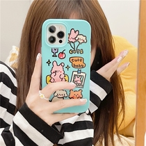 Applicable to 12 rabbit dog 11ProMax phone case XR Apple illustration Xs cartoon 7 8plus female three in one