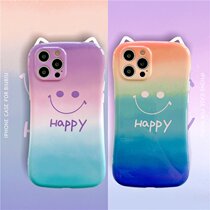 Stereo ears rainbow smiley face Apple Xsmax phone case xr for iPhone11pro 7 8plus soft 12