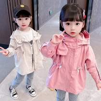 Childrens coat female spring and autumn childrens Korean version of foreign style medium-long fashion Foreign style female baby jacket trench coat Autumn thin
