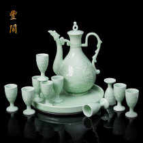 Ceramic wine set white glass household wine jug Chinese wine divider antique generation goblet wine cup sake