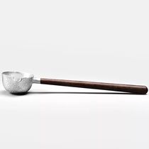 Ebony solid wood long handle pure tin hammer grain spoon tea division tea brewing retro tin kung fu tea ceremony tea set