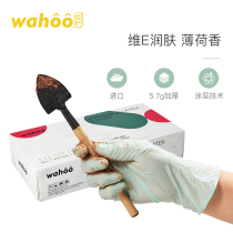 wahoo imported disposable latex gloves food grade rubber thickened wear-resistant home kitchen side catering durable