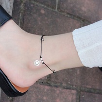 Buy two get one free Korean version of simple Tibetan silver jewelry Bell smiling face this year red rope anklet womens hand-woven