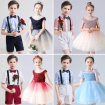 Childrens choral suit Out of school Childrens big choral performance Costume Girl Fluffy Skirt Kid Boy Suit