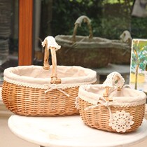 Rattan storage basket storage basket basket basket basket small flower basket gift basket wicker fruit basket hand-held vegetable basket pastoral